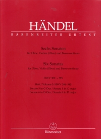 Handel Sonatas (6) (hwv 380-385) Vol 3 No 5 & 6 Sheet Music Songbook