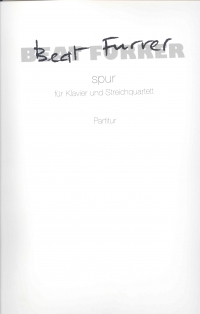 Furrer Spur Piano Quintet Chamber Mixed Study Sc Sheet Music Songbook