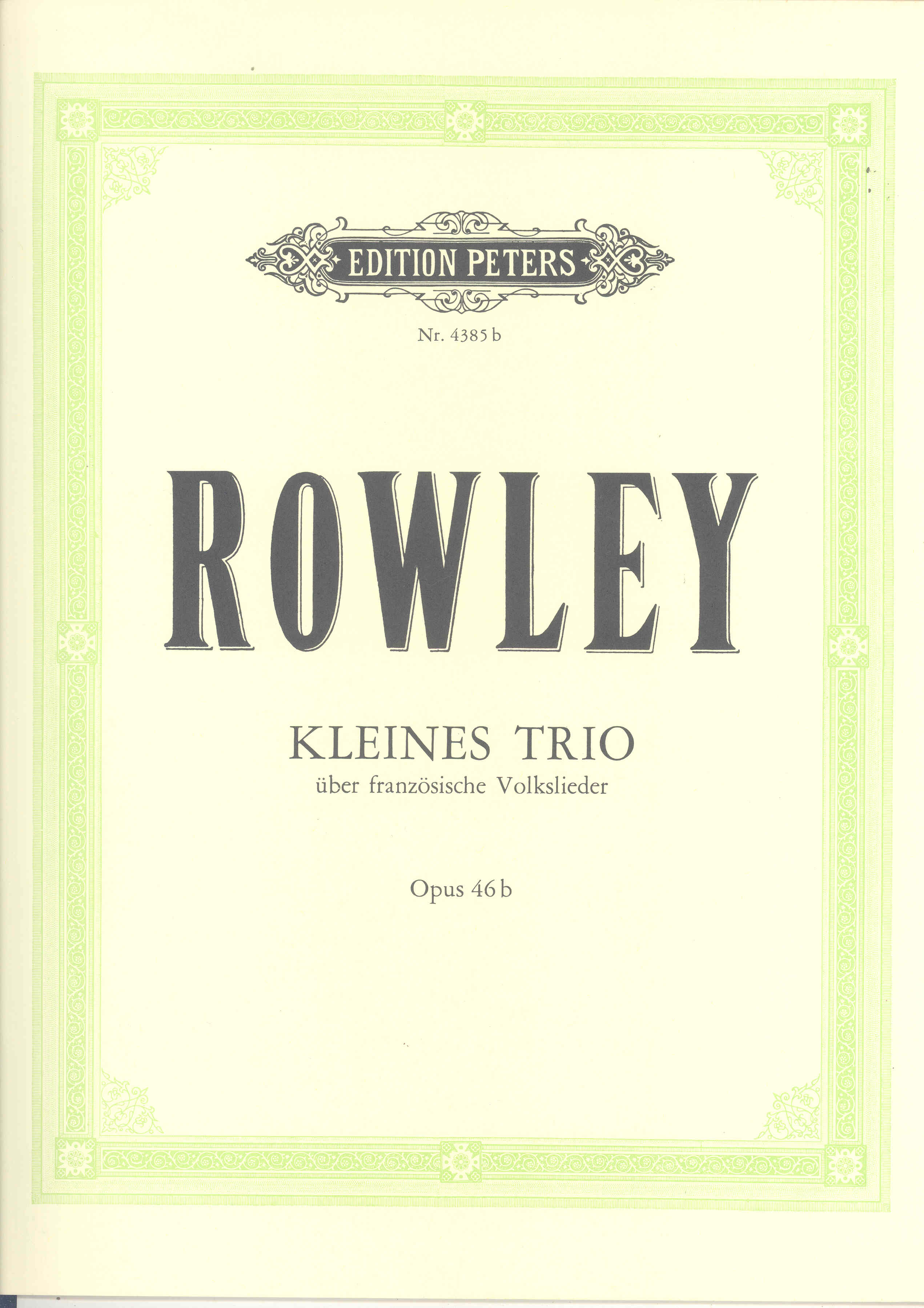 Rowley Short Trio On French Tunes Piano Trios Sheet Music Songbook