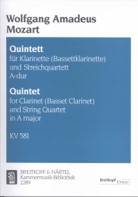 Mozart Clarinet Quintet K581 Score & Parts Sheet Music Songbook