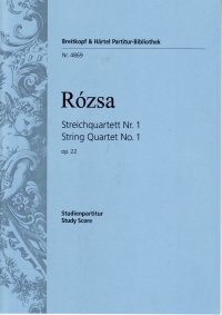 Rozsa String Quartet No 1 Op22 Parts Sheet Music Songbook