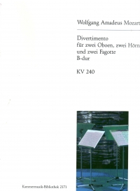 Mozart Divertimento Bb K240 Wind Ensemble Sheet Music Songbook