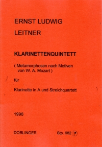 Leitner Clarinet Quintet Motif By Mozart Score Sheet Music Songbook