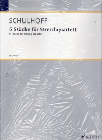 Schulhoff 5 Pieces For String Quartet Sc/pts Sheet Music Songbook
