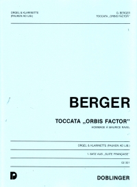 Berger Toccata Orbis Factor Org, Cl & Timp Sheet Music Songbook
