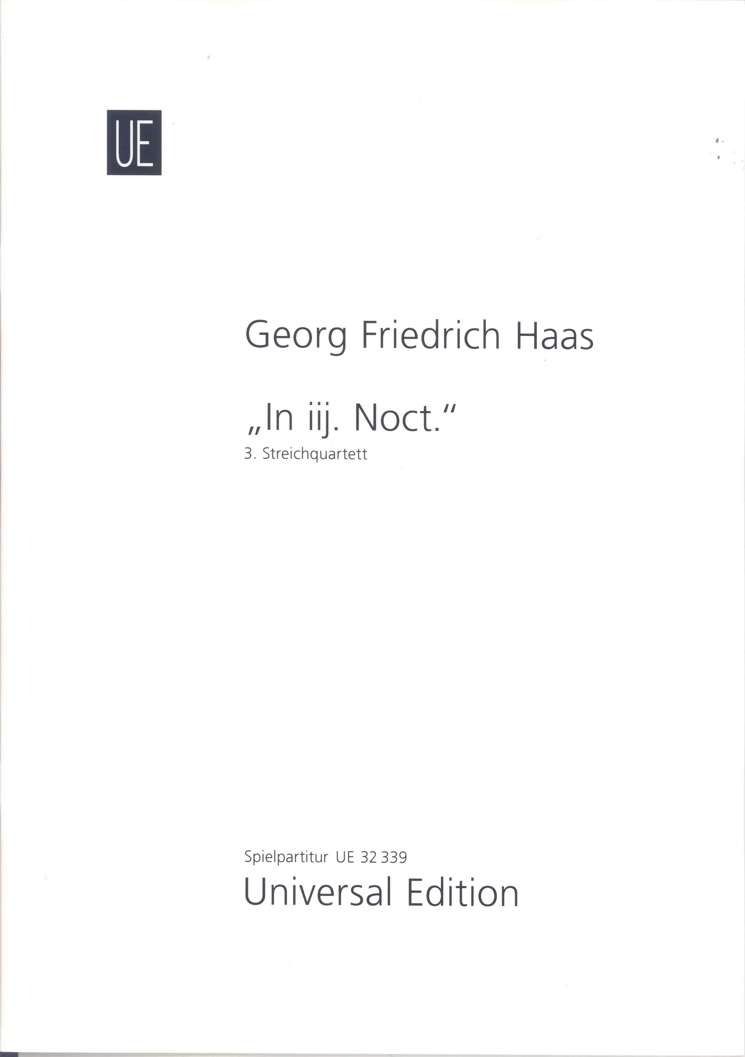 Haas String Quartet No 3 In Iij. Noct. Perf Score Sheet Music Songbook