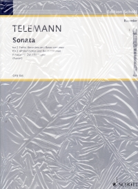 Telemann Sonata In F Major 2 Treb Rec & Hpsc/pf Sheet Music Songbook