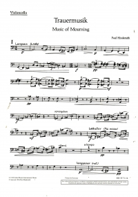 Hindemith Trauermusik Viola & Strings Cello Pt Sheet Music Songbook