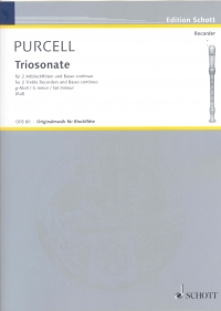 Purcell Trio Sonata Gmin 2 Treble Recorders & Bc Sheet Music Songbook