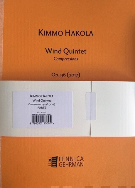 Hakola Wind Quintet Op96 (2017) Set Of Parts Sheet Music Songbook