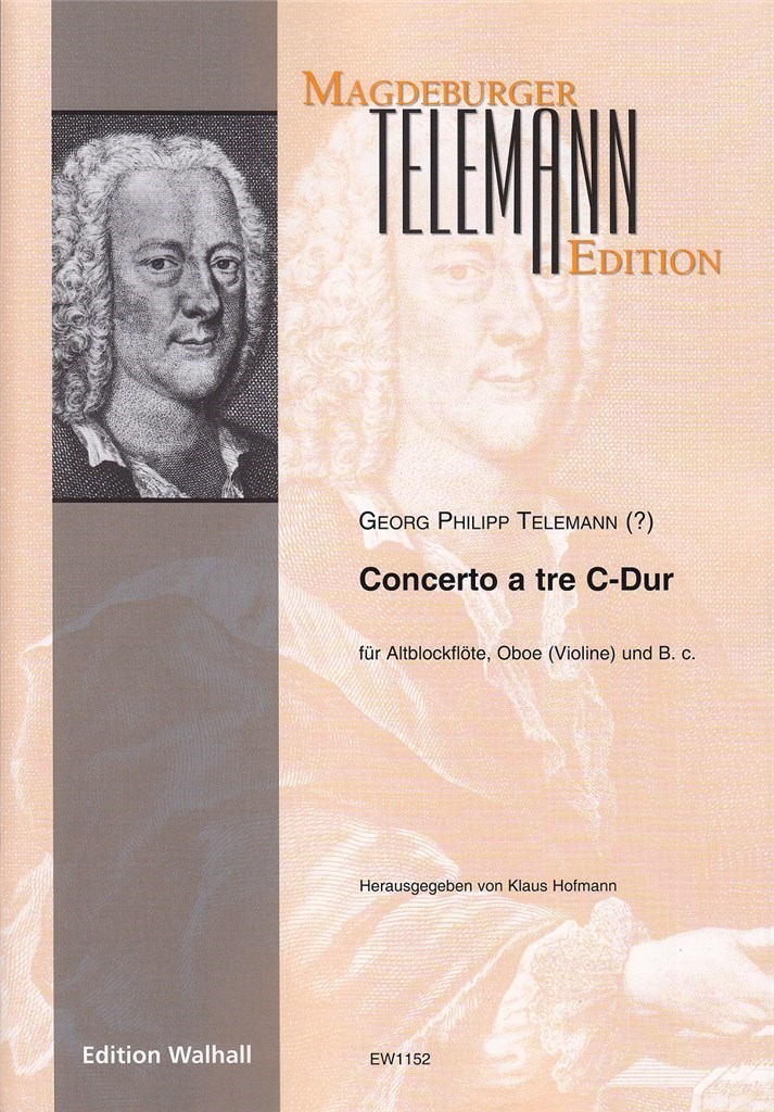 Telemann Concerto A Tre C-dur Alto Rec Oboe & Bc Sheet Music Songbook