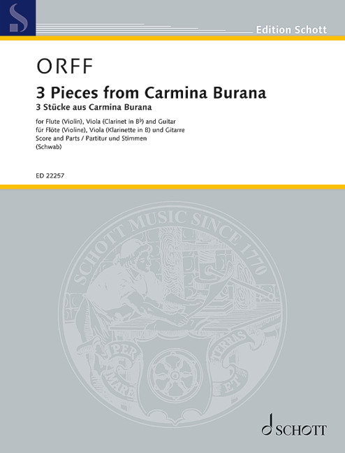 Orff 3 Pieces From Carmina Burana Fl, Vla & Gtr Sheet Music Songbook