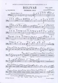 Cook Bolivar Wind Band 1st Trombone Soloist Part Sheet Music Songbook