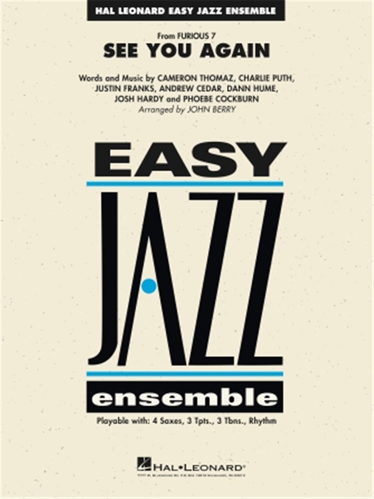 See You Again (from Furious 7) Jazz Ens Sc & Parts Sheet Music Songbook