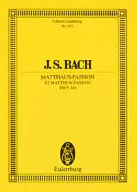 Bach St Matthew Passion Bwv 244 Mini Score Sheet Music Songbook