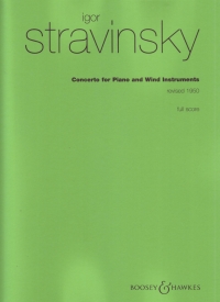 Stravinsky Concerto Piano & Wind Band Score Sheet Music Songbook