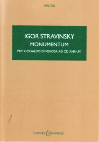 Stravinsky Monumentum Pocket Score Hps725 Sheet Music Songbook