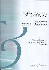 Stravinsky 3 Songs From William Shakespeare Fsc Sheet Music Songbook