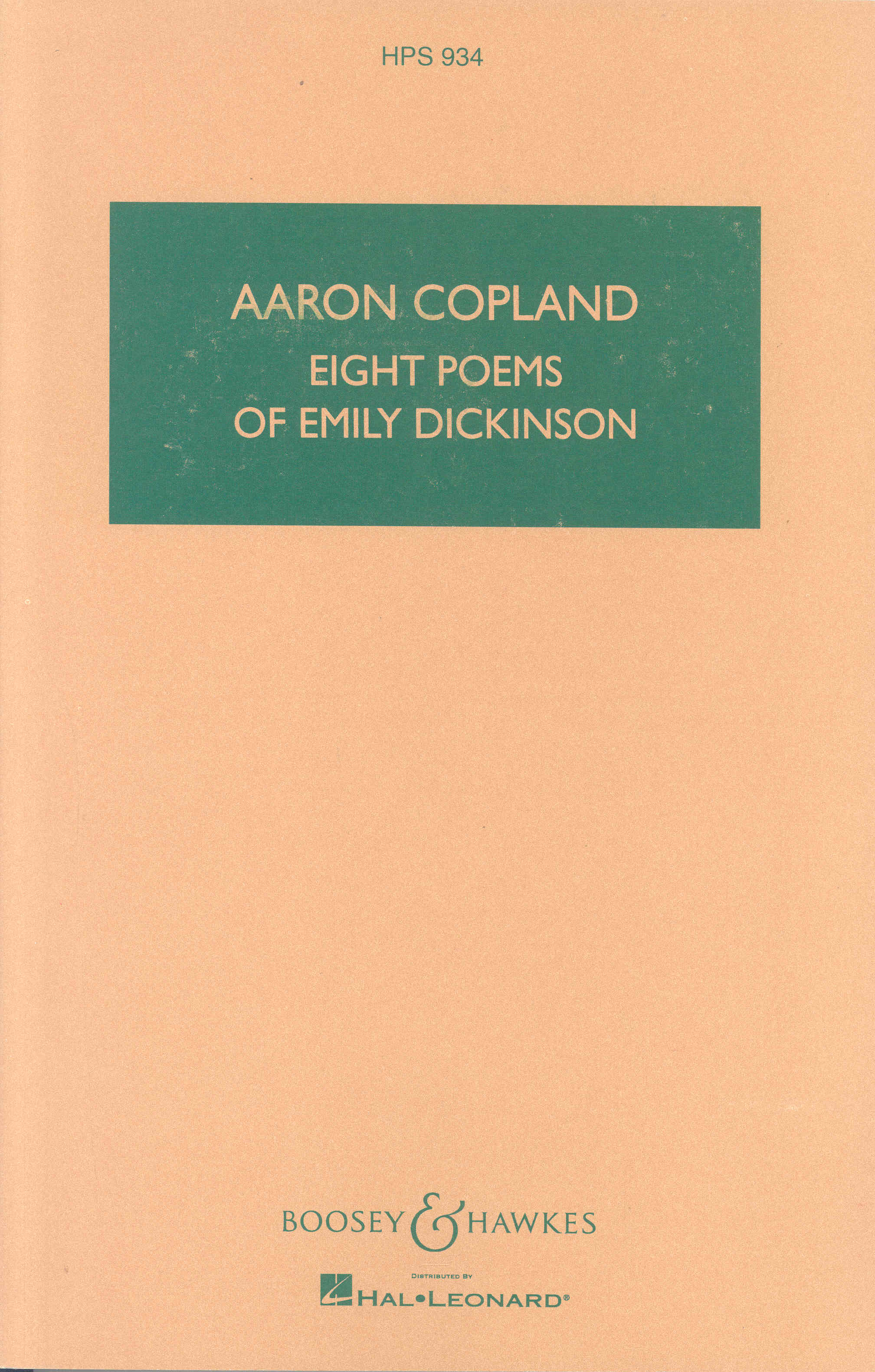 Copland 8 Poems Of Emily Dickinson Study Score Sheet Music Songbook