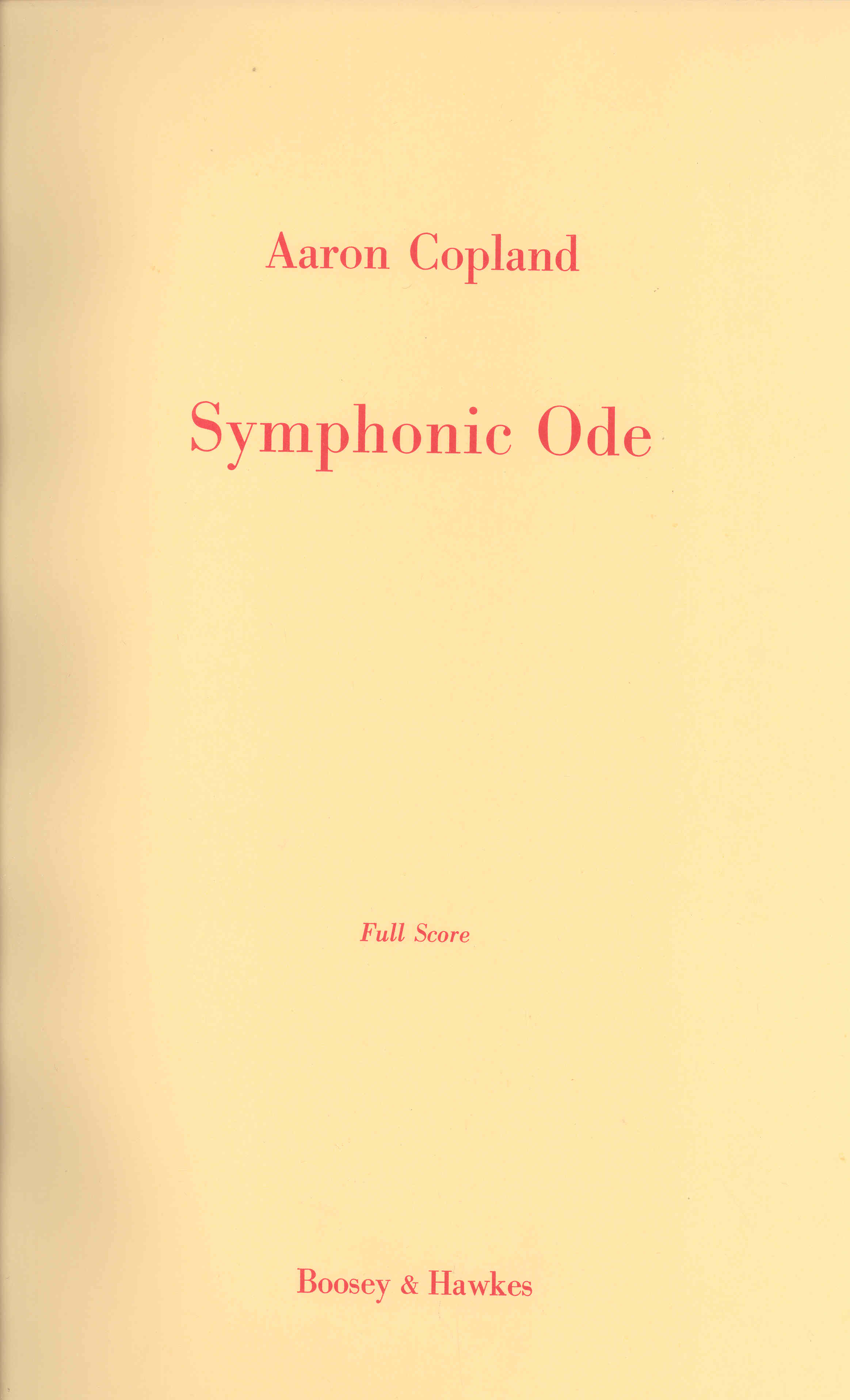 Copland Symphonic Ode Full Score Sheet Music Songbook