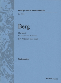 Berg Concerto Violin & Orchestra Study Score Sheet Music Songbook
