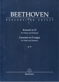Beethoven Concerto D Violin & Orchestra Op61 Study Sheet Music Songbook