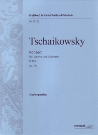 Tchaikovsky Violin Concerto Op.35 D Major Study Sc Sheet Music Songbook