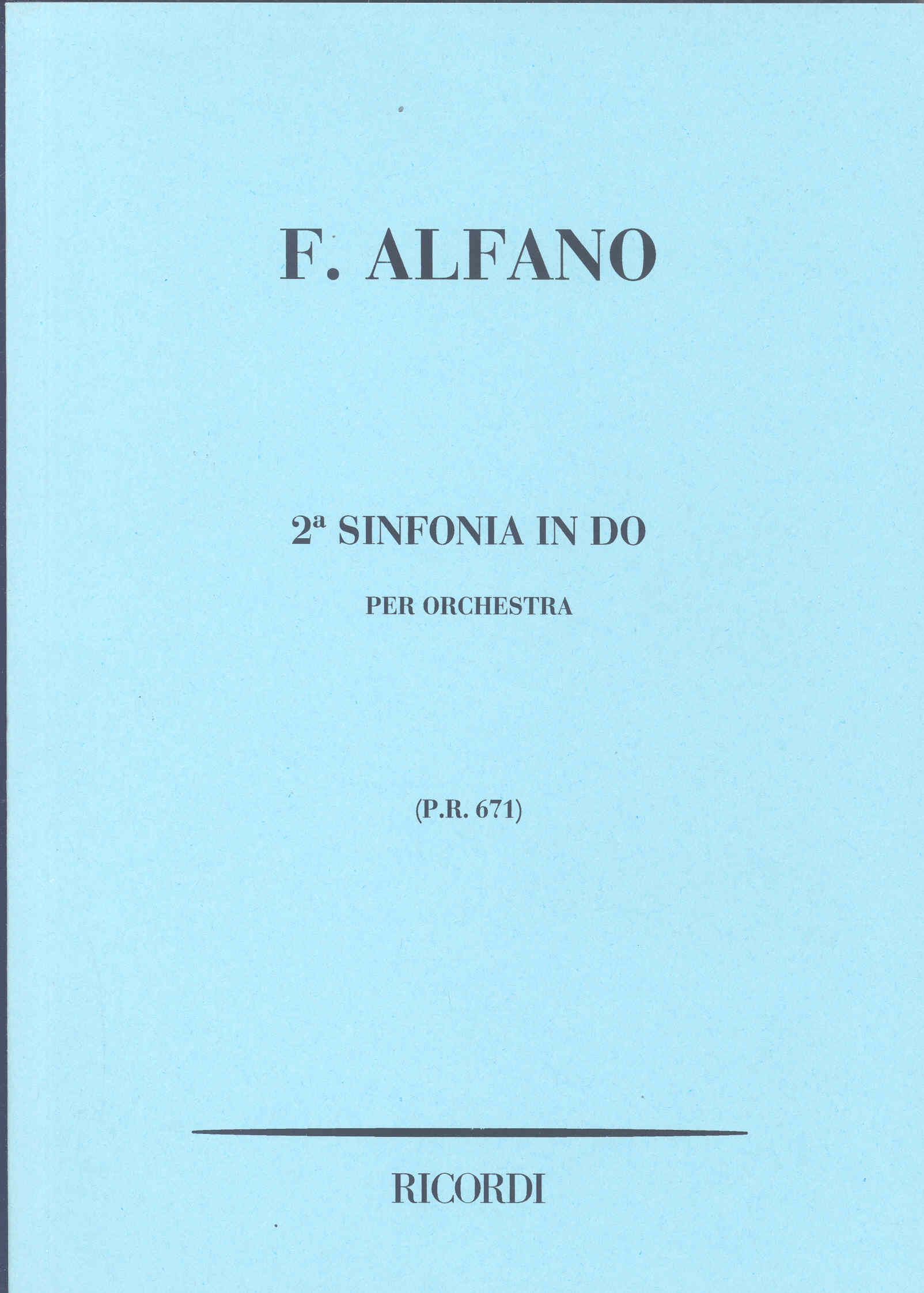 Alfano Sinfonia N. 2 In Do Score Sheet Music Songbook