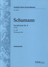 Schumann Symphony No4 Dmin Op120 Study Score Sheet Music Songbook