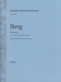 Berg Violin Concerto Score Sheet Music Songbook