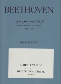 Beethoven Symphony No 2 D Op36 Score Sheet Music Songbook