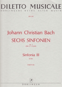 Bach Jc Sinfonia Iii Eb Major Op3/3 Score Sheet Music Songbook