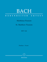 Bach St Matthew Passion Bwv 244 Full Score Sheet Music Songbook
