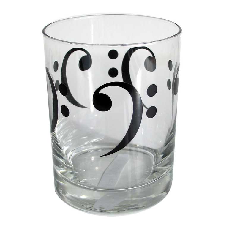 Clear Glass Tumbler Bass Clef Design Sheet Music Songbook