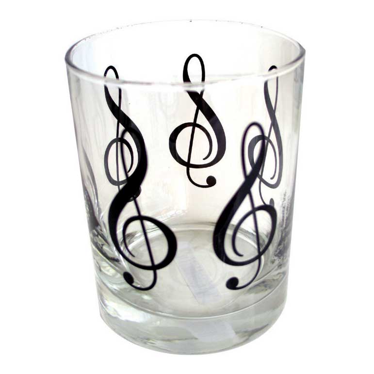 Clear Glass Tumbler Treble Clef Design Sheet Music Songbook
