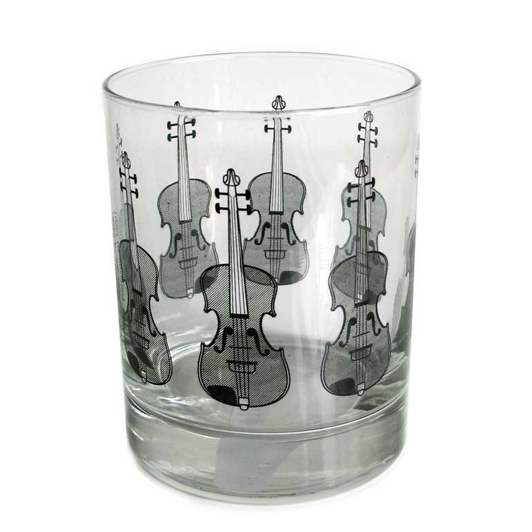 Clear Glass Tumbler Violin Design Sheet Music Songbook