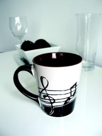 Latte Mug 12oz Music Notes Design Sheet Music Songbook