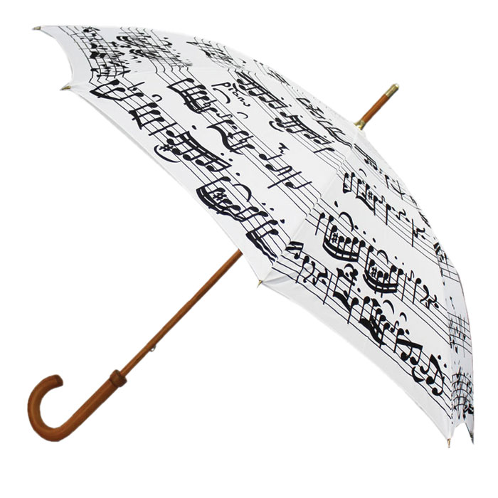 Walking Stick Umbrella White With Black Notes Sheet Music Songbook