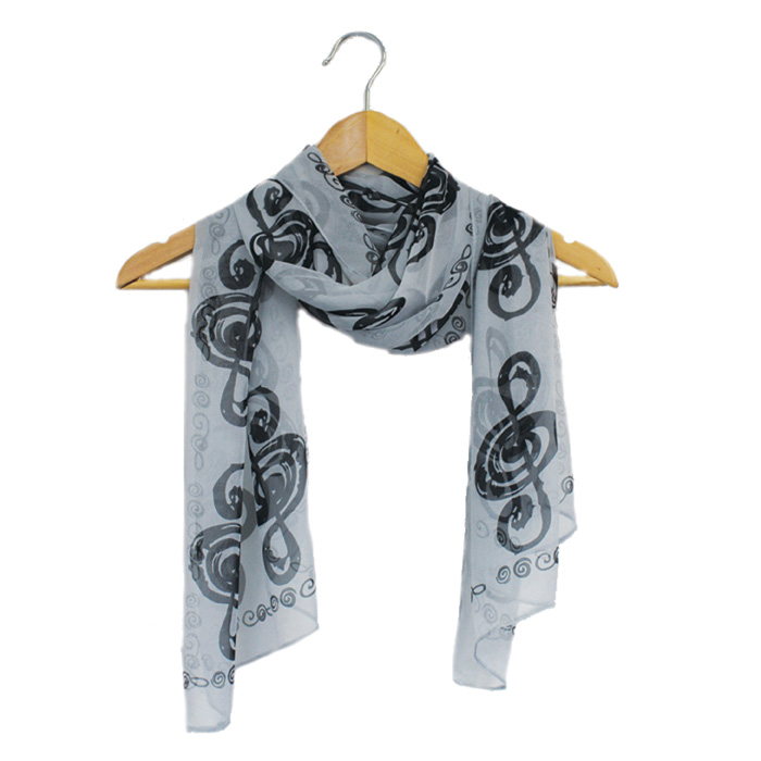 Scarf Treble Clef Design Black On White Sheet Music Songbook