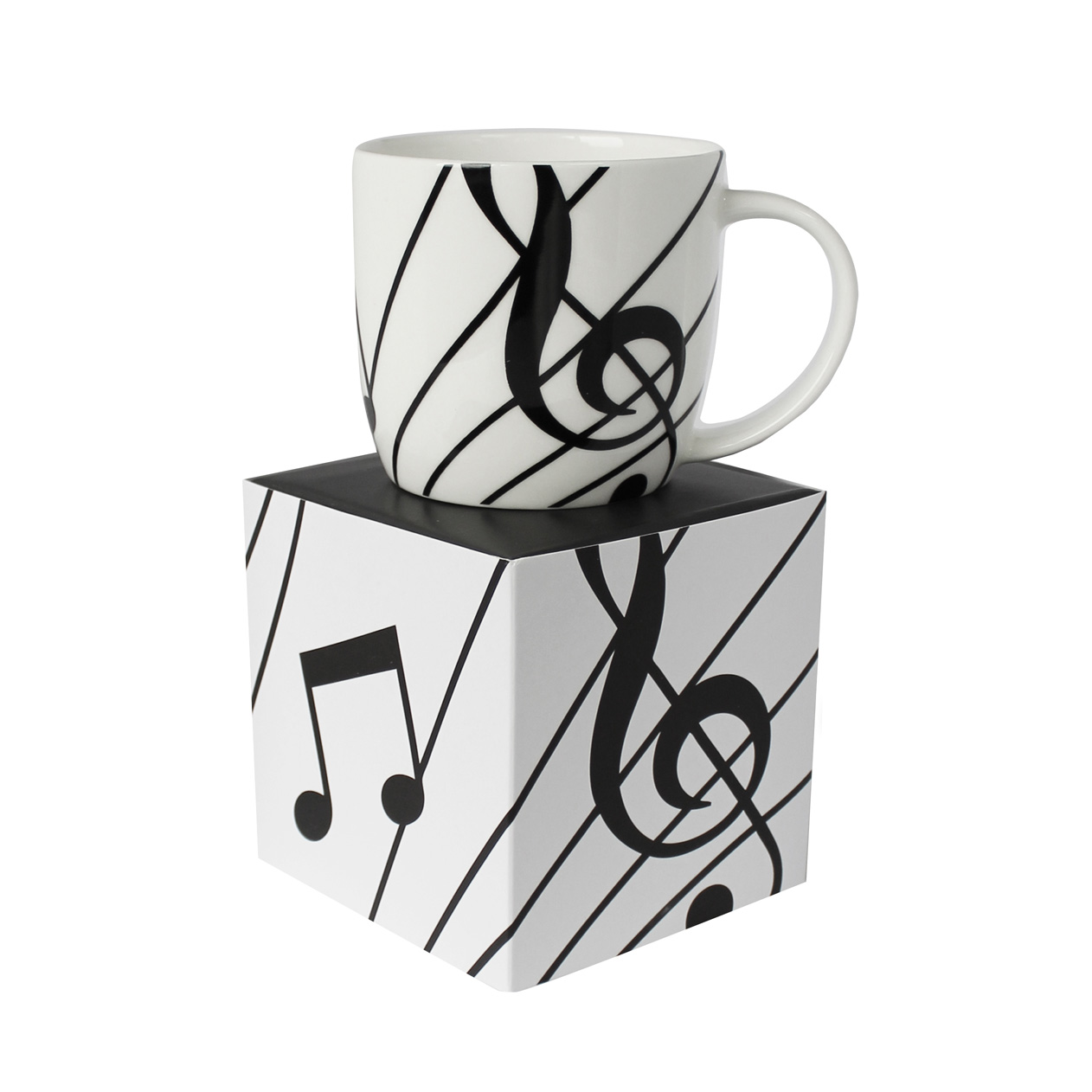 Bone China Boxed Mug Sonata White Sheet Music Songbook