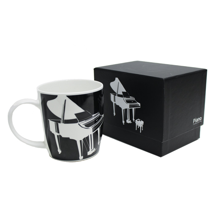 Silhouette Bone China Boxed Mug Piano Black Sheet Music Songbook