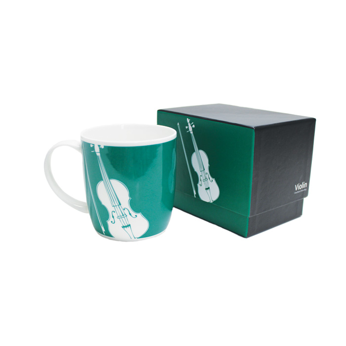 Silhouette Bone China Boxed Mug Violin Teal Sheet Music Songbook