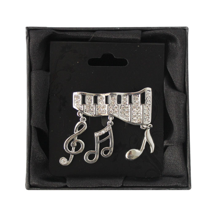 Brooch Large Diamante Keyboard Boxed Sheet Music Songbook