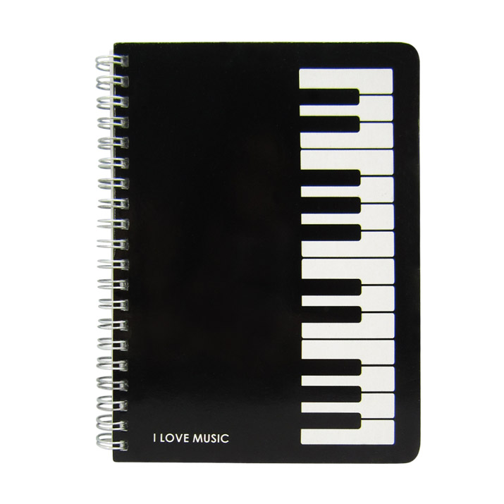 Notebook Black & White Keyboard Design Sheet Music Songbook