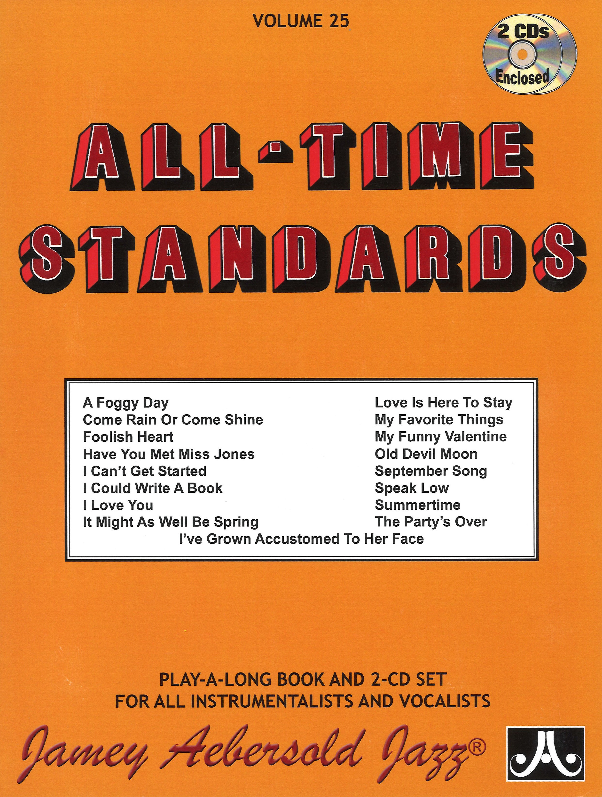 Aebersold 025 All Time Standards Book/cd Sheet Music Songbook