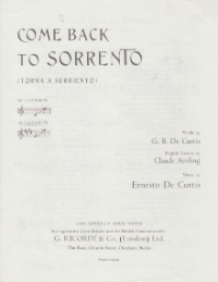 Come Back To Sorrento De Curtis Key E Sheet Music Songbook