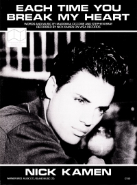 Each Time You Break My Heart (nick Kamen) Sheet Music Songbook