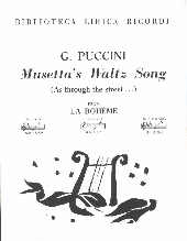 Musettas Waltz Song Puccini Key E Sheet Music Songbook