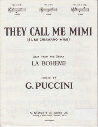 They Call Me Mimi Puccini Key Bb Sheet Music Songbook