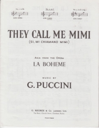 They Call Me Mimi Puccini Key C Sheet Music Songbook
